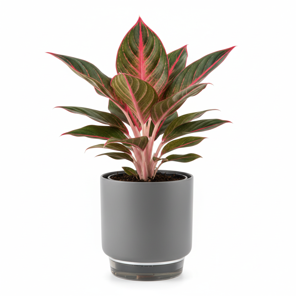 Aglaonema Lipstick Plant with Self-Watering Pot | Red Indoor Premium | Oxygen Ghar - image 1