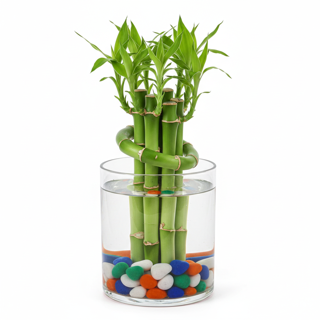 Lucky Bamboo 2-Layer in Glass Pot | Feng Shui Good Luck Gift | Oxygen Ghar - image 1