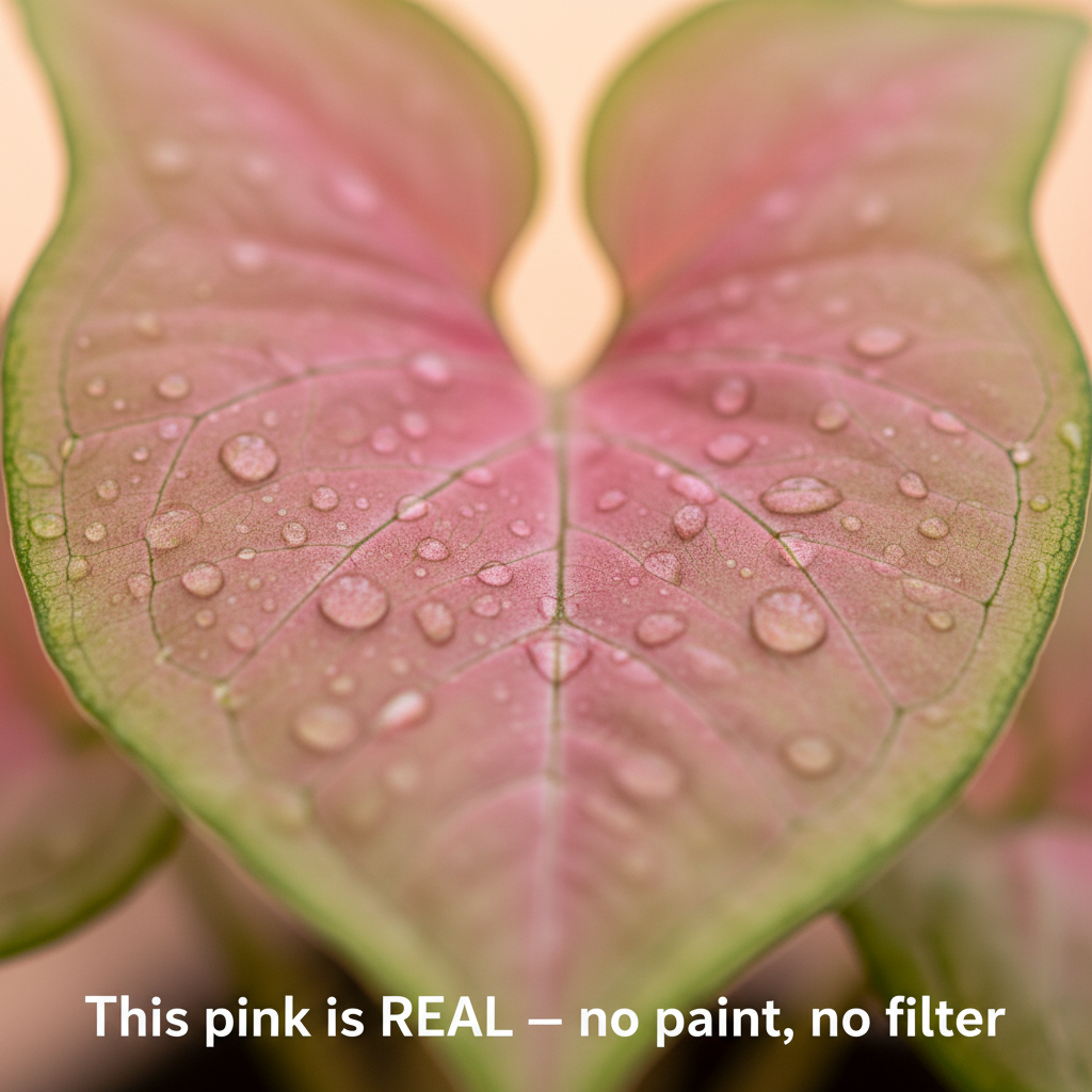 Syngonium Pink on living room shelf home decor
