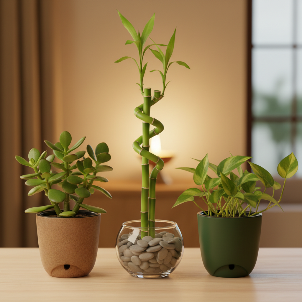 Vastu Plants Combo | Lucky Bamboo + Jade + Money Plant | Good Luck Gift | Oxygen Ghar - image 1